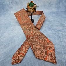 Michael Kors Mens Silk Paisley Tie Orange Bronze Brown Made in USA