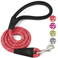 Red 4FT Dog Leash for Large Dogs Night Walking Reflective Heavy Duty Chew-Res...