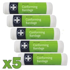 5 x Reliform Quality White Stretch Conforming Bandage -First Aid XL  15cm x 4m
