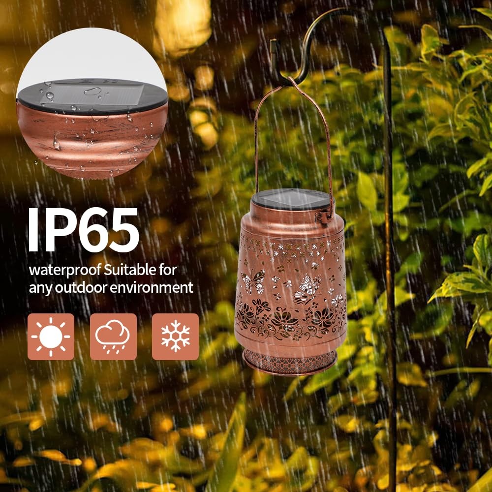 Butterfly Solar Lanterns Outdoor Waterproof Hanging Solar Lights Butterfly Me...
