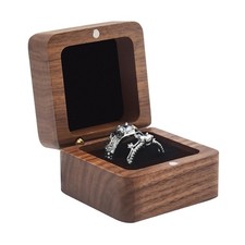 Jomelly Wooden Ring Box for Wedding Ceremony 2 Slots,Black