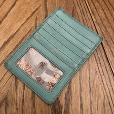 Hobo International Euro Slide Leather Card Wallet Turquoise Zipper Pocket Soft