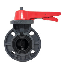 Colonial Series Butterfly Valve PVC 2" BFV PVC/EPDM Red Lever Handle V20411N
