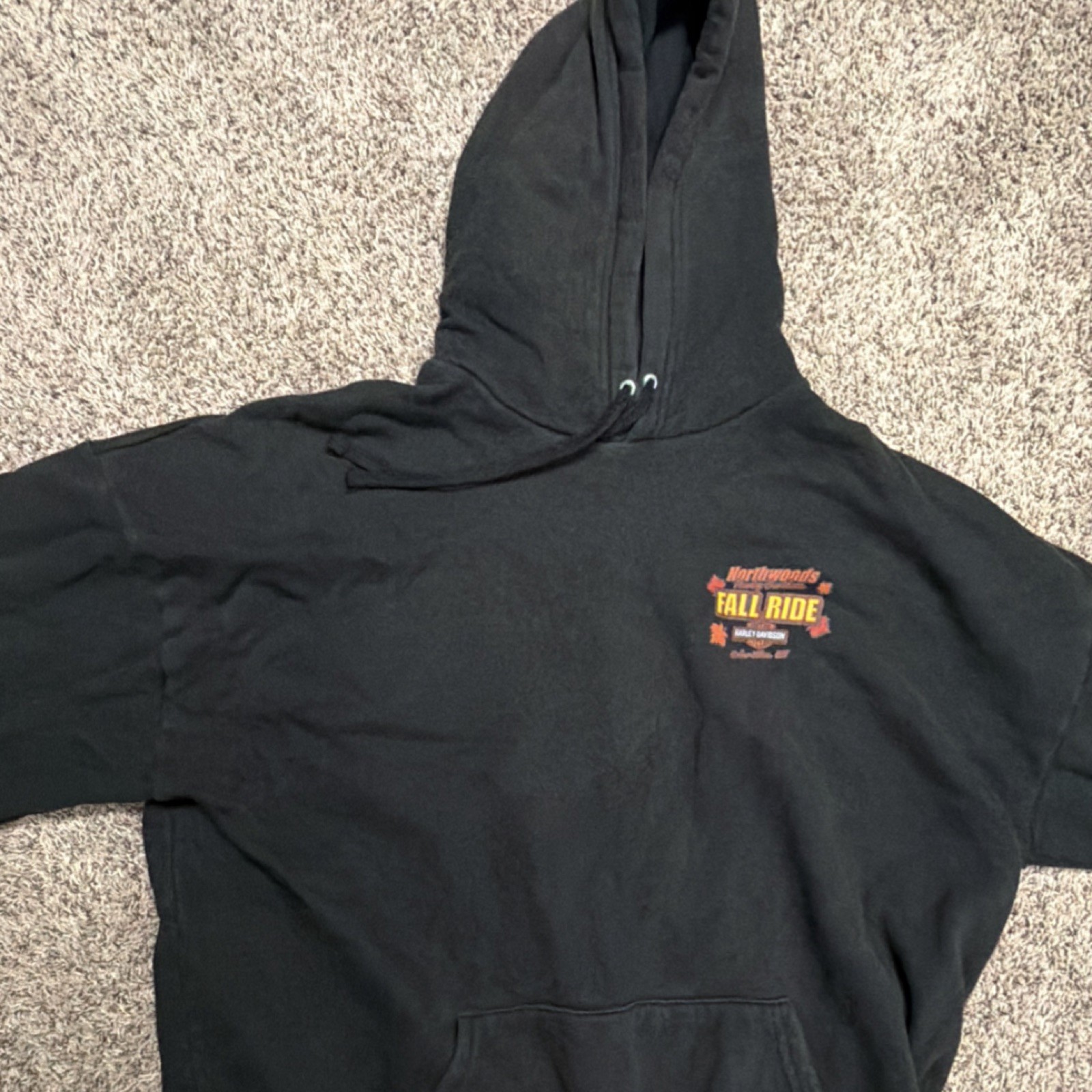 Harley-Davidson Northwoods Fall Ride Graphic Print Fleece Hoodie XL Black