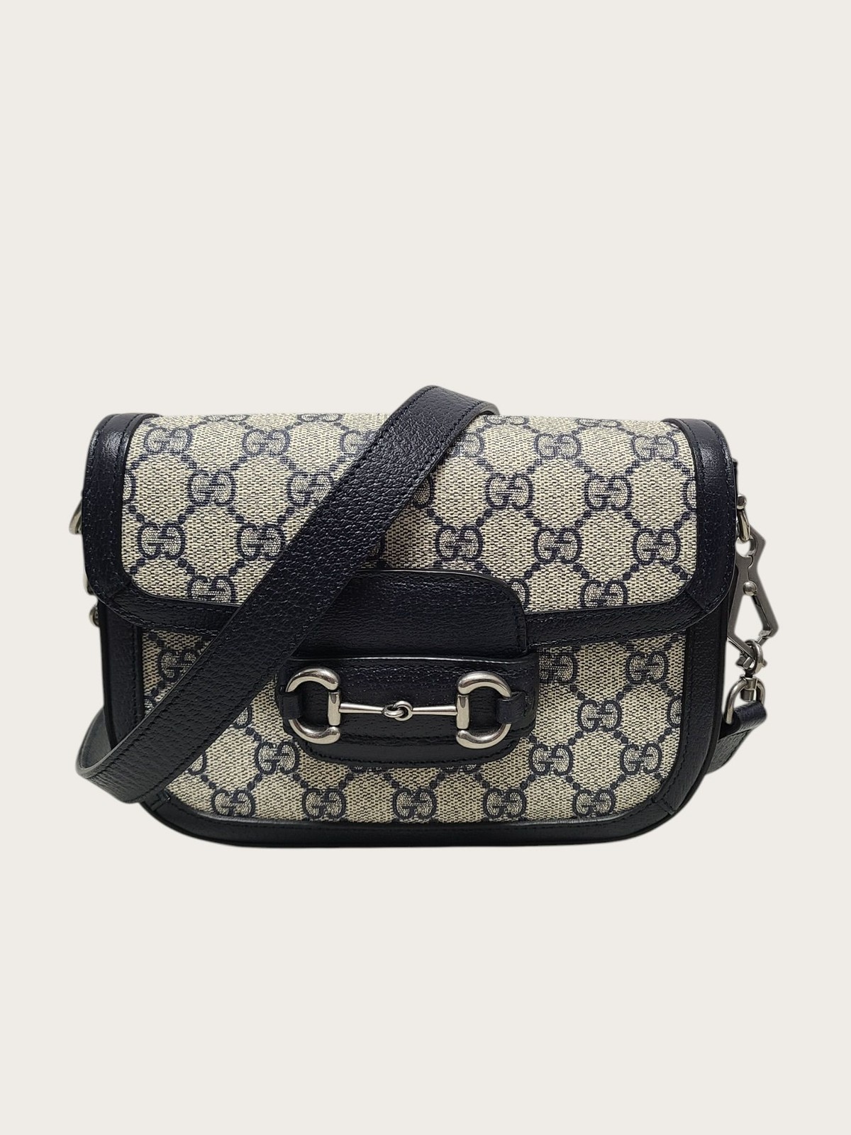 Gucci Blue Beige GG Supreme Horsebit 1955 Mini Shoulder Bag 149364336 [P]
