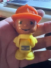 Smiski Fireman Replacment Figure Yellow with Orange Hat 3" Tall RARE