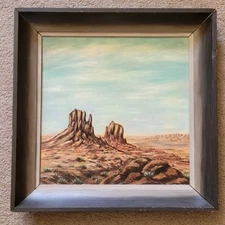Vintage Folk Art Desert Oil Painting Arizona Western Americana David B Isaac 