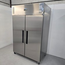 Upright Fridge Double 2 Door Stainless Forced Air 1200L Kitchen Commercial Po...