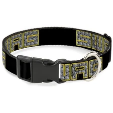 Plastic Clip Collar SWAG Black/Bling NARROW-Small 7-8.5"