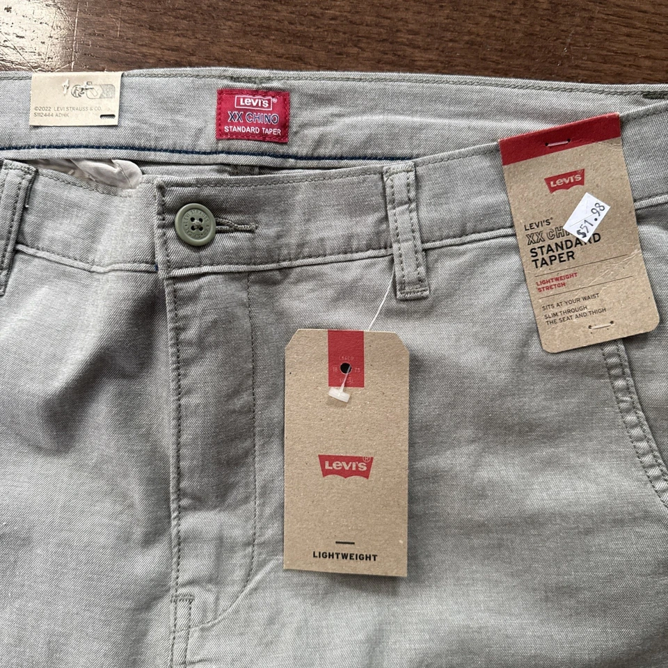 Pantalones Levis Para Hombres 32x30 Gris XX Chino Estándar Cónico Preppy Normcore Informal Hiedra Foto 3 de 4