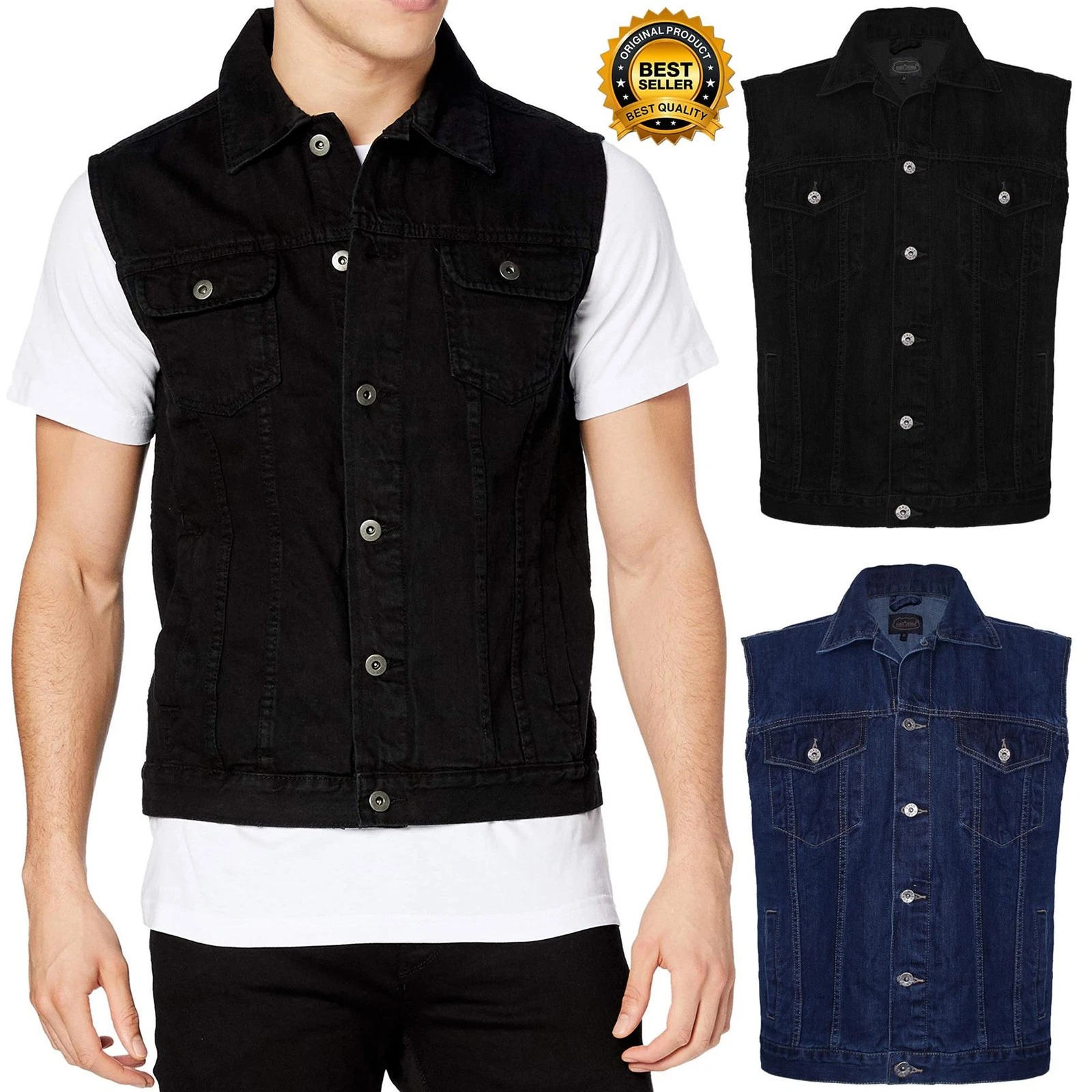 Men’s Denim Jacket Cotton Classic Trucker Jeans Retro Western Style Waistcoat
Opens in a new window 