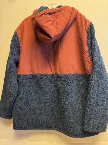 Hurley Hoodie Mens XXL Pullover Sherpa Fleece Half Zip Pouch Pocket Blue Logo - Picture 7 of 8