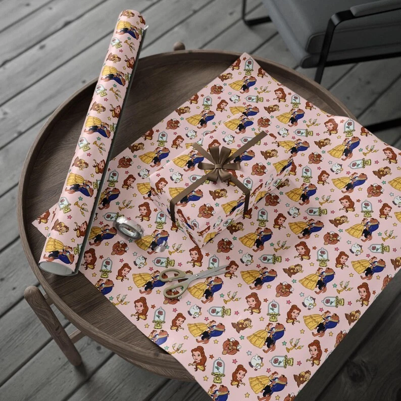 Beauty and the Beast Belle Wrapping Paper, Fairytale Princess Christmas Gift - Image 4 of 4