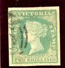 Victoria 1854 QV "Calvert" 2s dull bluish green/pale yellow VF used.  SG 35.