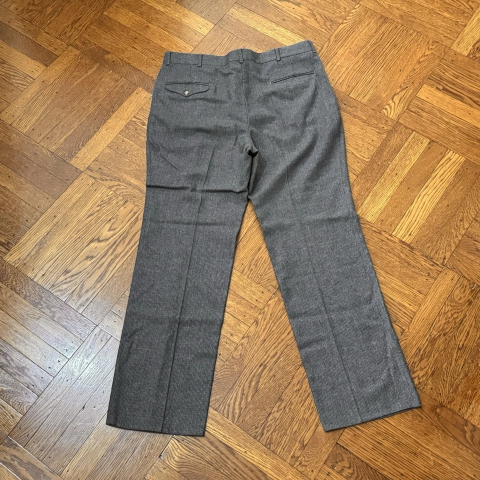 Lee Stripped Wool Pleated Trousers Pants USA Made Italy Mens 36x30 - Image 2 of 4