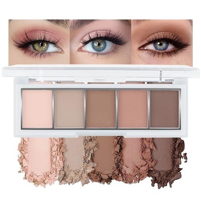 Warm Neutral Rose Brown Eyeshadow Palette   5 Matte Shades, Soft Pink to Chocola