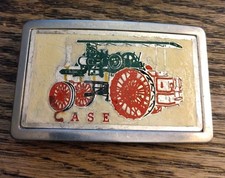 Vintage Nice CASE IH FARM TRACTOR Metal Belt Buckle Yellow Green Enamel