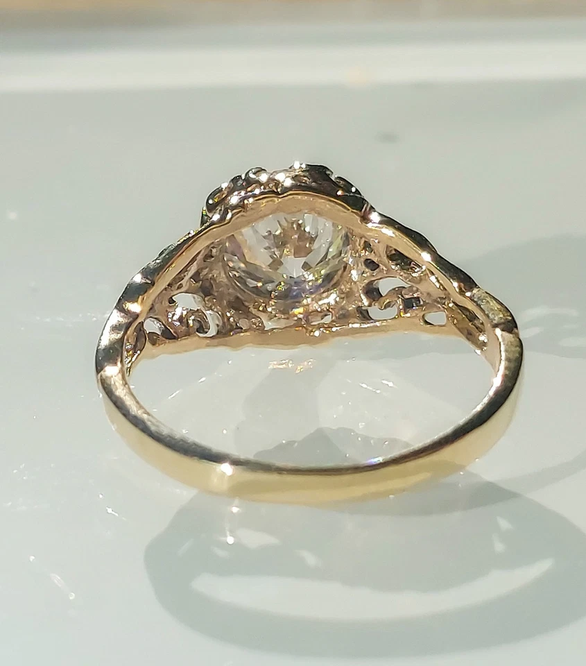 Anillo vintage diamante certificado 1,51 quilates, anillo de oro, anillo de filigrana Foto 4 de 4