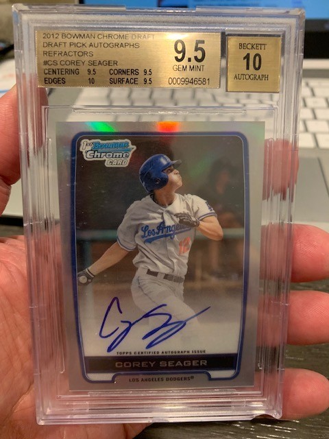 2012 COREY SEAGER 1ST BOWMAN CHROME DRAFT REFRACTOR AUTO BGS 9.5 TRUE GEM MINT+