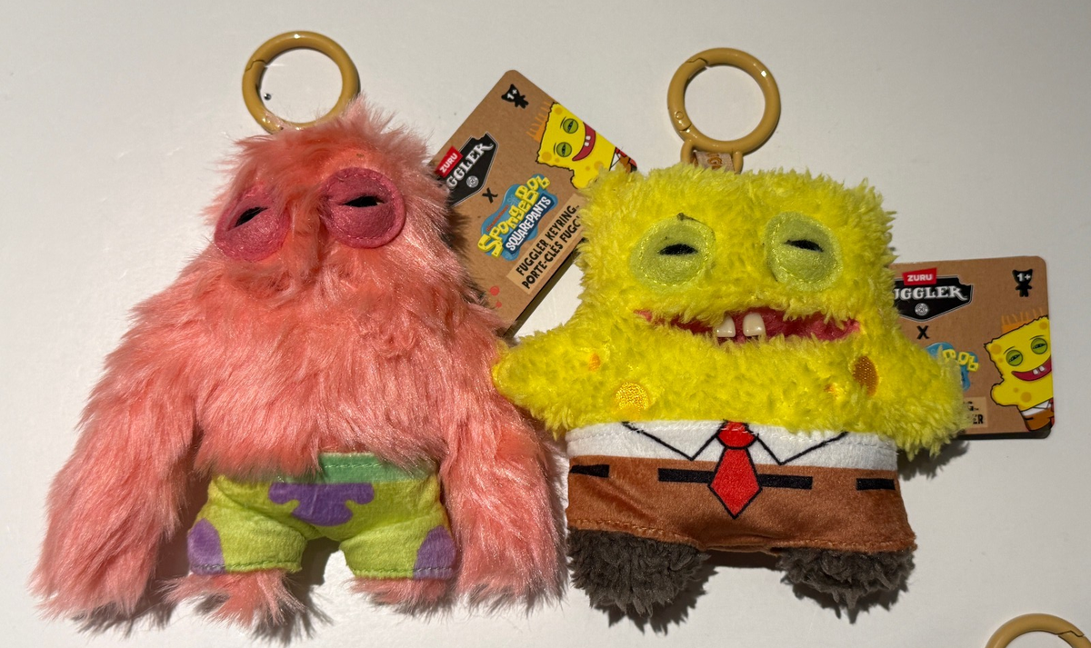 Fuggler x Spongebob Squarepants Keychain Plush Bag Clip On 5” Set