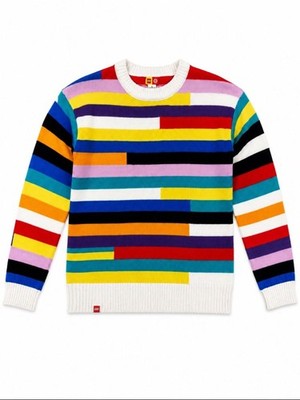 LEGO x Target Kids Large Rainbow Striped Knit Crewneck Sweater Colorblock Youth