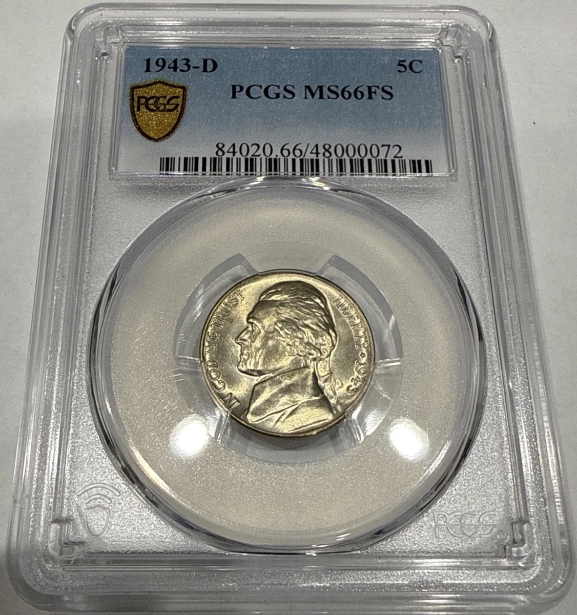 PCGS Certified MS 66 Graded 1943 Year US Jefferson Nickels (1938