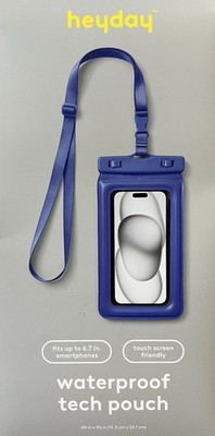 Waterproof Cell phone Pouch Fits Up 6.7'' Touch Screen Adj Strap Bright Blue