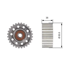 Gates T42100 Idler/Guide Pulley, Timing Belt for Toyota, VW