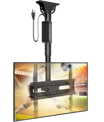 Ceiling TV Mount with Power Outlet for 27-65 inch Flat Screen Displays, Max V...