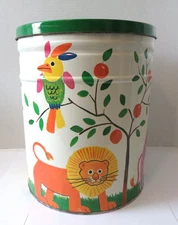 Vintage Keller-Charles Large Tin – Colorful Jungle Animal Design