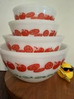 Agee Pyrex Harvest / Tomato Salad Nesting / Mixing Bowl Set 4  *Australian Made*