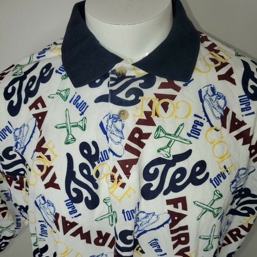 NEU VTG Herren Golf Polo Shirt XL Fore Fairway Tee Schuhe All Over Amazing B11