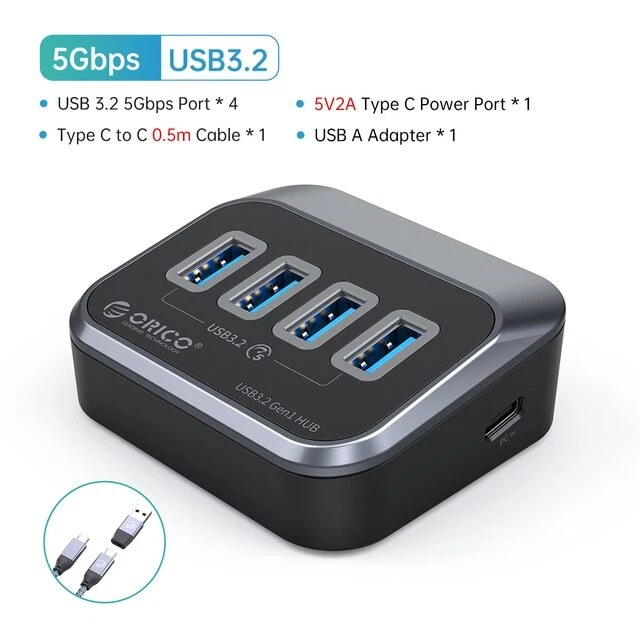 ORICO 7-Port USB 3.0 Hub with Type-C 5Gbps Data Transfer  