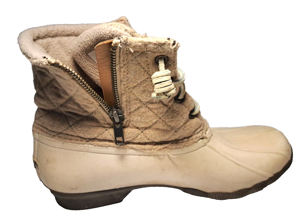 Женские сапоги Sperry цвет морской воды 8 Rain Duck шерсть устрица желтовато-коричневый кремовый классический - Изображение 4 из 4