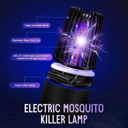 Electric Mosquito Killer Lamp Insect Catcher Fly Bug Zapper Trap LED UV Recharge - Picture 10 of 13