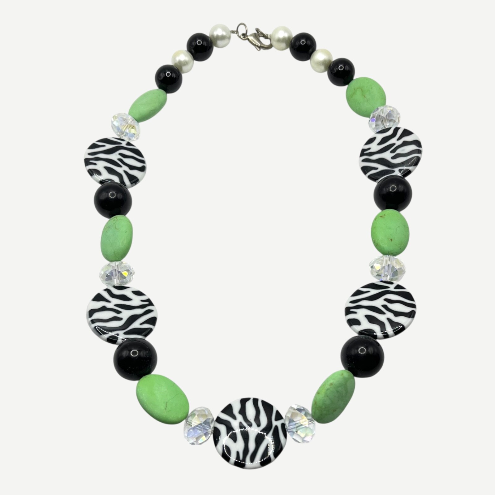 Chunky Beaded Statement Necklace Simulated Pearl … - image 10