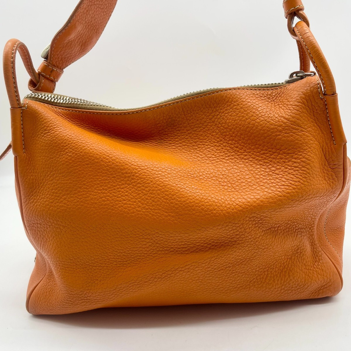 Prada Handbag Hobo Shoulder bag Triangle logo Orange Leather