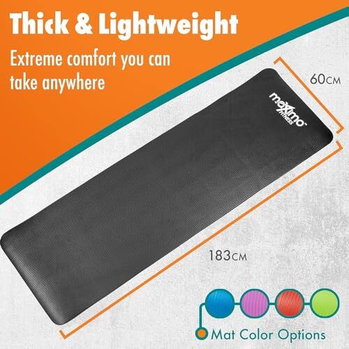 12mm Thick Black Multipurpose Yoga Mat for Men, Women, and Kids
