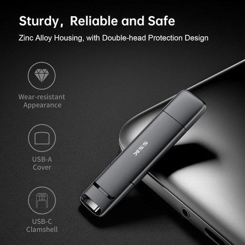 SSK Pro USB Drive USB C Stick up to 1000MB/s Dual Drive Type-C + USB A 3.2 Gen - Picture 33 of 35