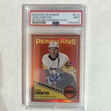 2019 O.P.C. Platinum Auto Jake Guentzel  Retro Red Rainbow Autograph PSA9   R-21