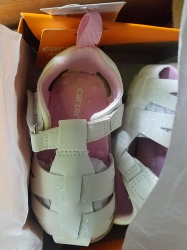 Carter's Baby Adjust Sporty fisherman sandal Size 3 Girls white/pink EV20B06B - Picture 2 of 4