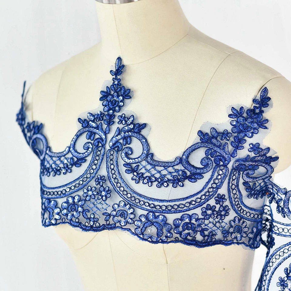 24CM*1 Yard Delicate Embroidered Flower Sequin Lace trim Wedding/sewing/Dress - Image 3 of 4