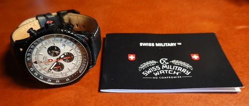 CX Swiss Military Thunderbolt Chronograph 44mm White Dial, Black leather strap - Picture 2 of 3