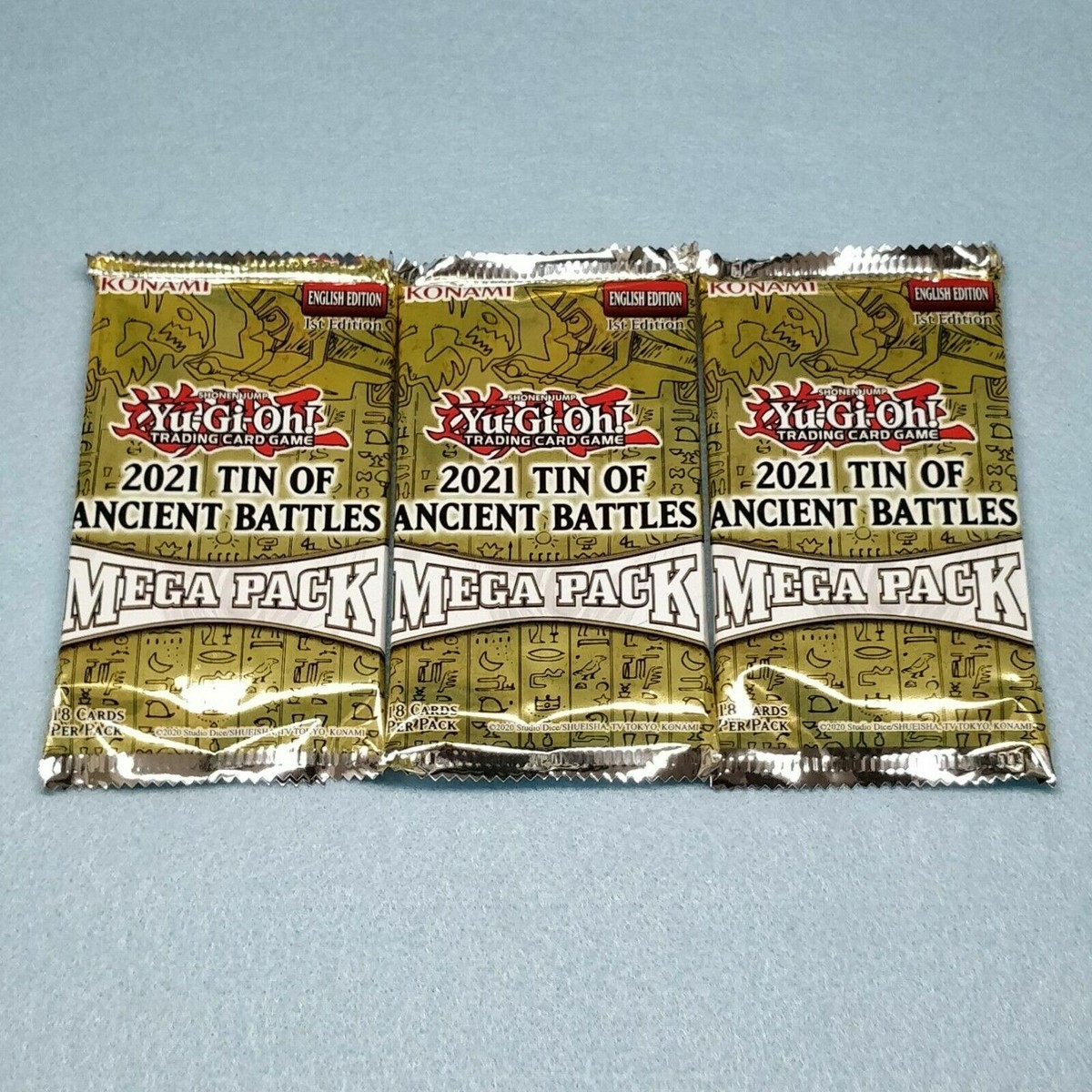 3x Yugioh 2021 Tin of Ancient Battles 1st Edition Mega Booster P