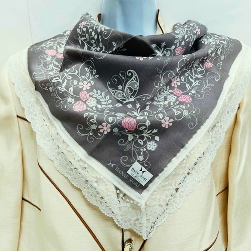 New Women   Handkerchief  /Mini ScarfsHANE MORI PINK BLUE  ROSE (Choose 1)