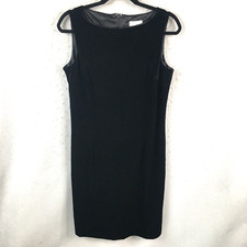 Vintage Black Velvet Dress Womens 8 Black Velour Stretch Christmas Classic