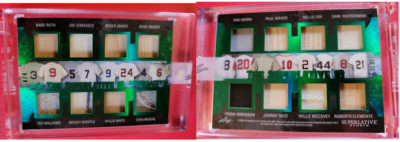 BABE RUTH Mickey Mantle MARIS CLEMENTE TED WILLIAMS MAYS 16 JERSEY BAT CARD #4/4