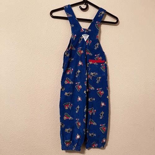 Vintage OshKosh B Gosh Blue Corduroy Construction Zone Tools Vestbak Overalls 4T - Picture 3 of 7