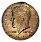 1964 50c Kennedy Half Dollar - Neon Rainbow Accent Toning - BU - SKU-Z3967