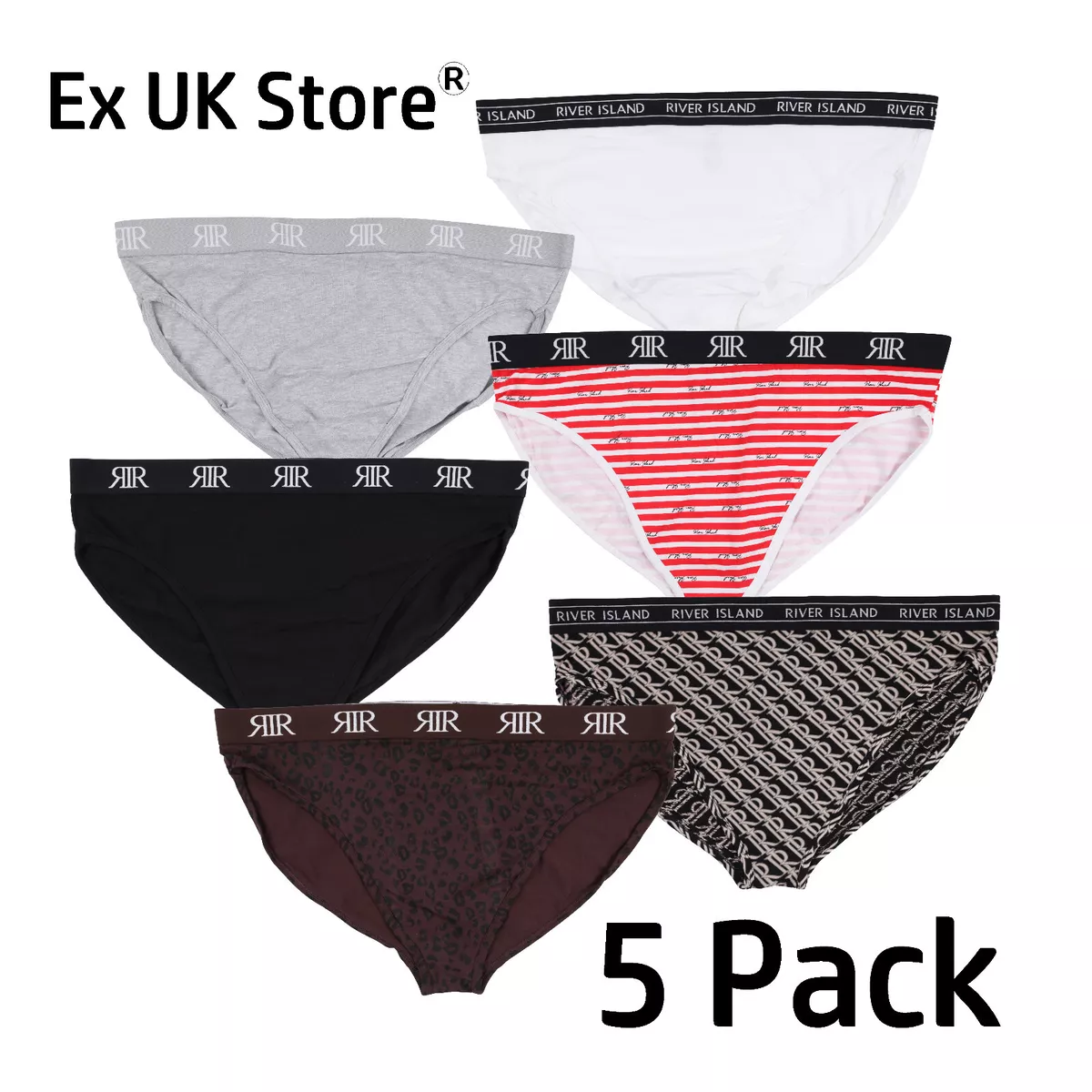 LADIES 5 PACK BRIEFS PLUS SIZE 18 20 22 24 26 28 KNICKERS RIVER